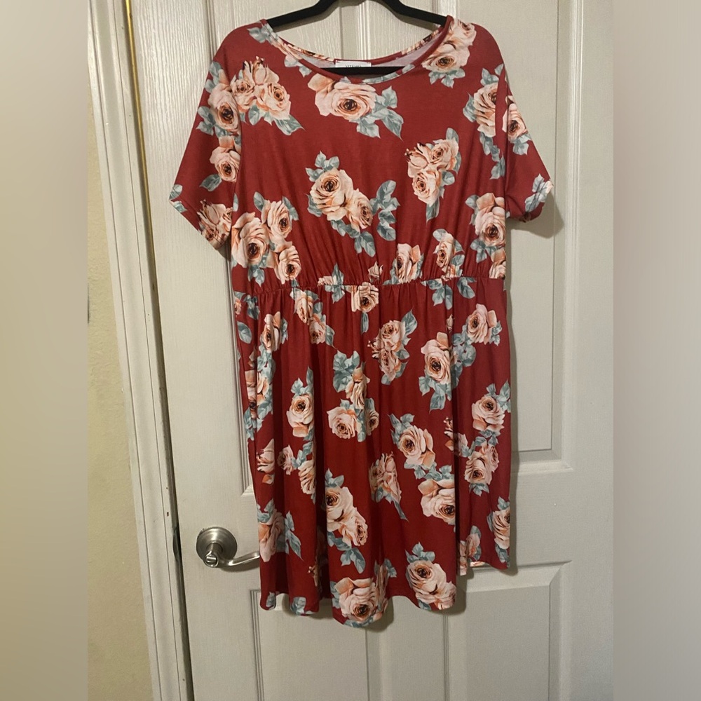 Floral Red Dress